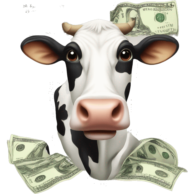 Cow with dollar sins on it emoji