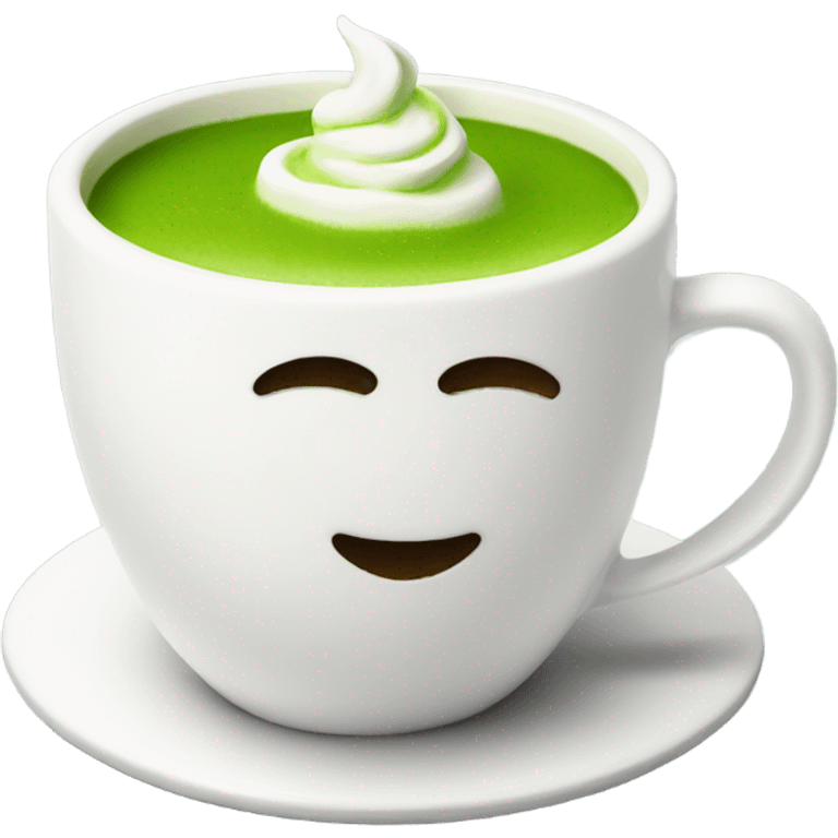 Realistic Matcha latte in white mug emoji