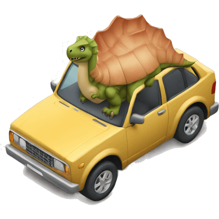 Dinosaur drive car emoji