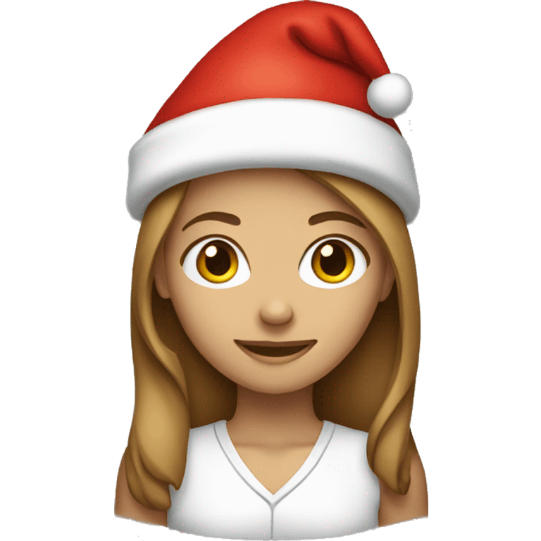 Light brown haired teenage girl wearing a Santa hat emoji