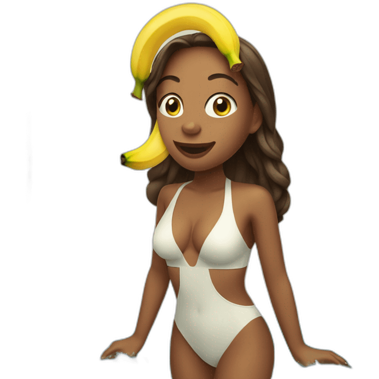 sexy woman eating banana swimming suit emoji