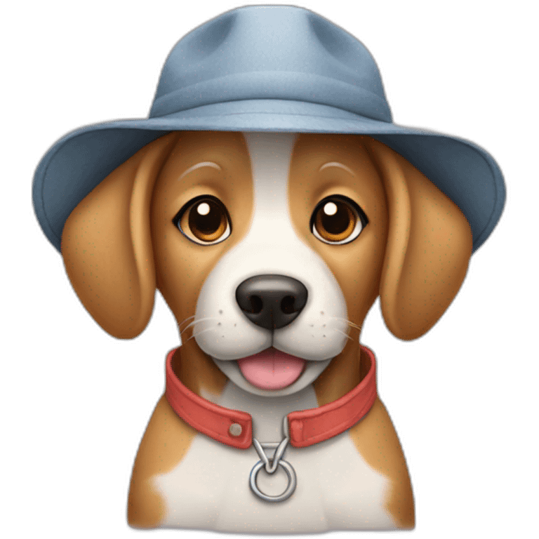 Dog wearing overalls and a hat emoji