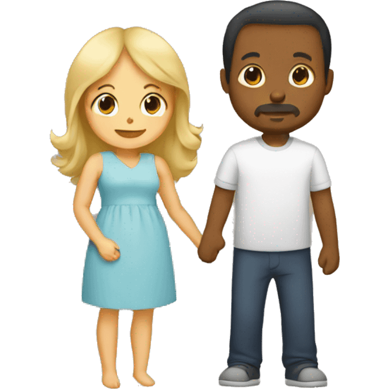 newborn with blond mother, brown father, black cocker emoji