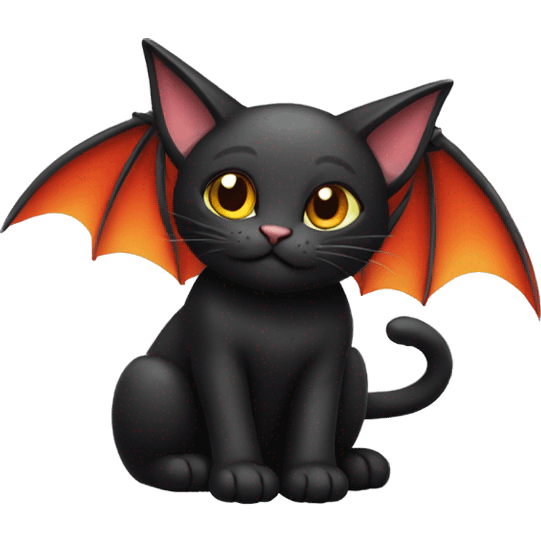 A black cat whit dragon wings and two little horns  emoji