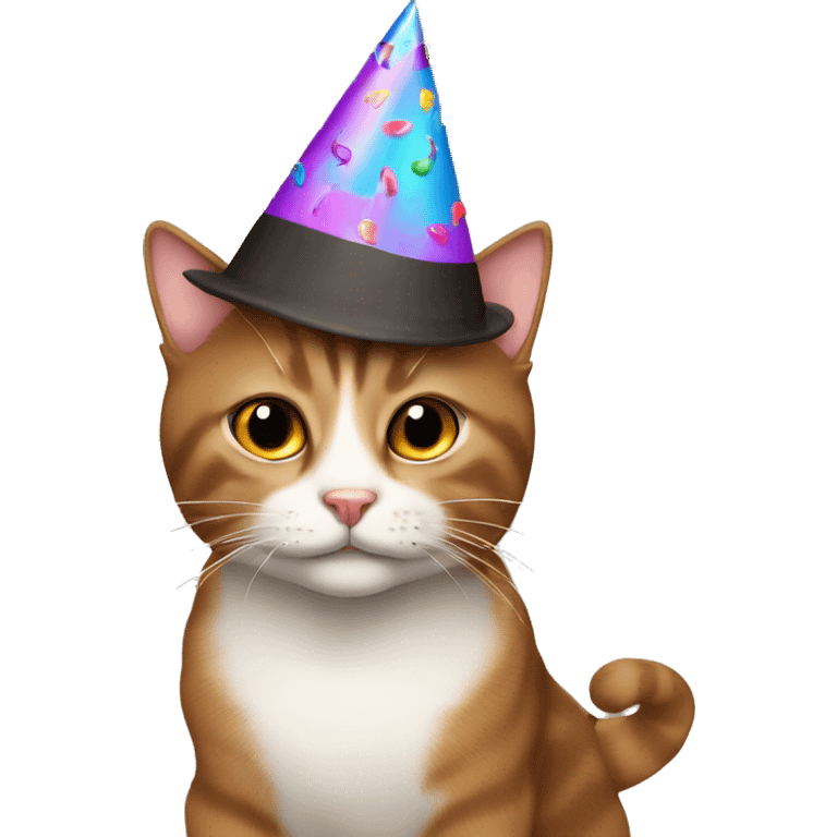 brown BKH cat with a birthday hat  emoji