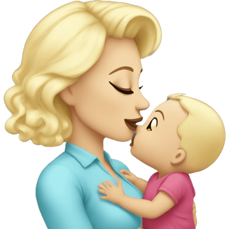 baby kissing mommy blonde emoji