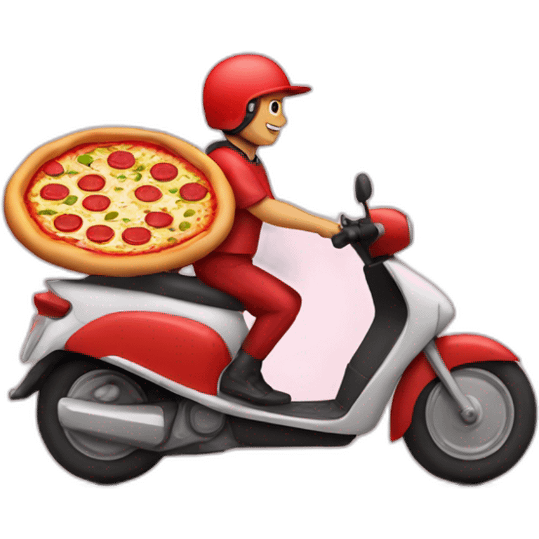 pizza delivery in pizza shape scooter emoji