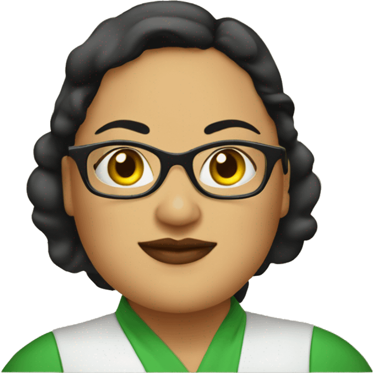 mexican chubby lady green apron  with glasses cooking tacos emoji