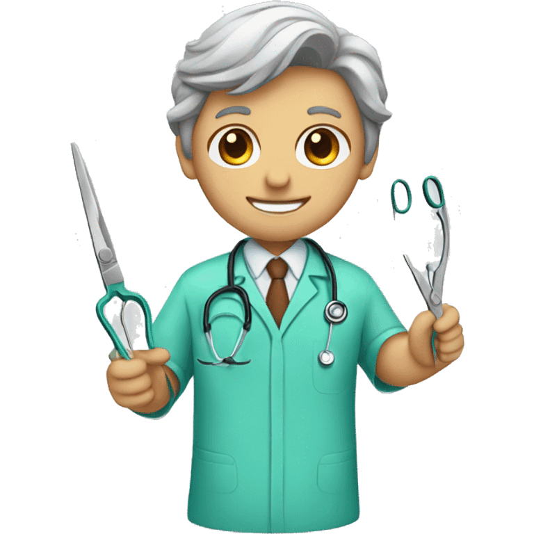 Doctor whit scissors  emoji