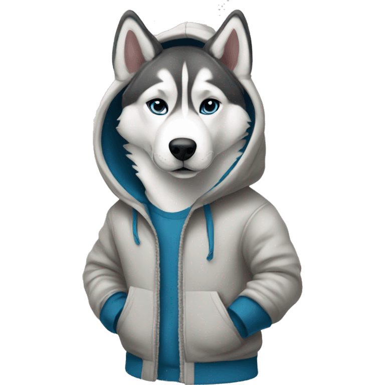 realistic husky full body in a hoody  emoji