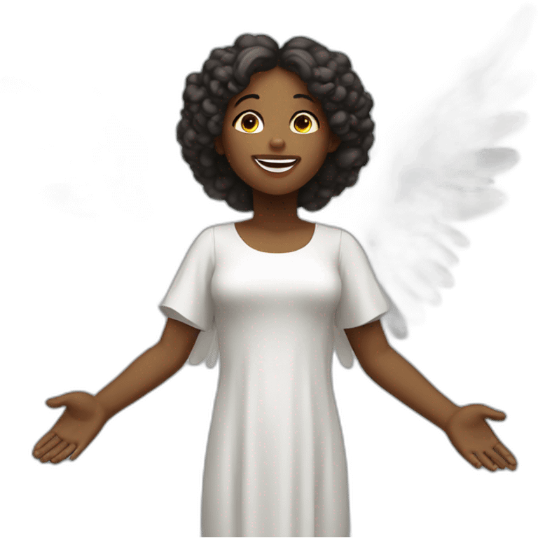 Female black angel praising God in heaven emoji