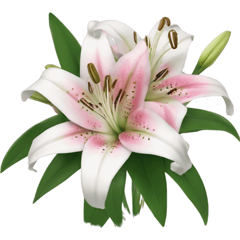 pink and white lilies bouquet emoji