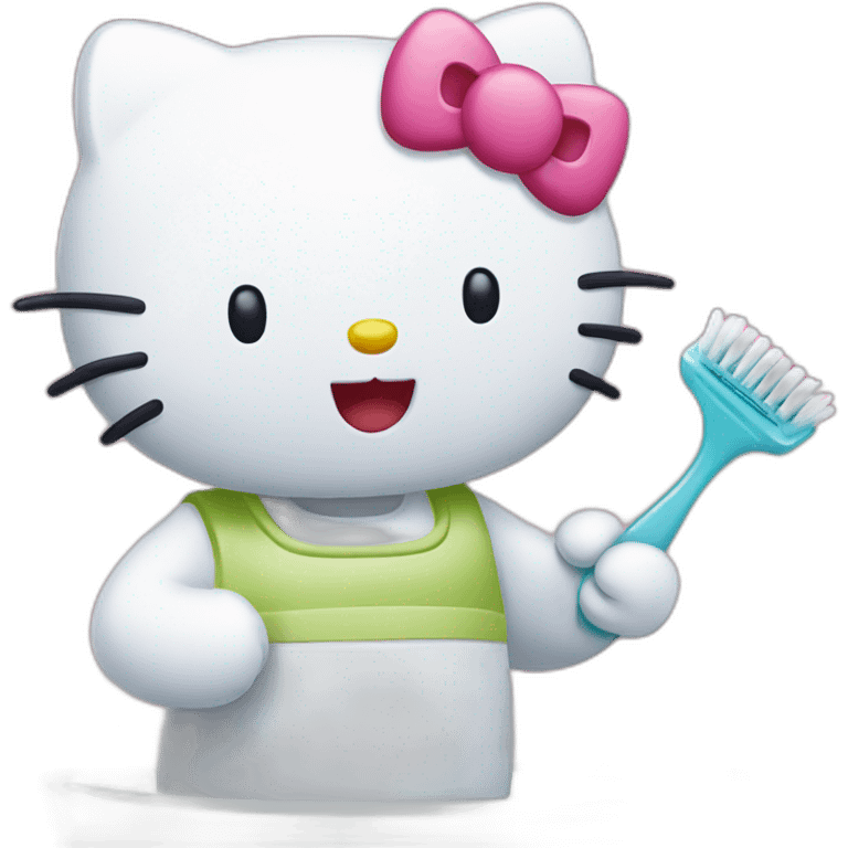 Hello kitty brushing teeth emoji