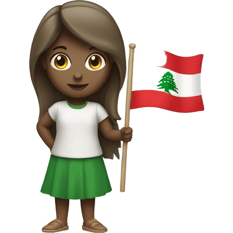 A girl holding the Lebanese flag  emoji