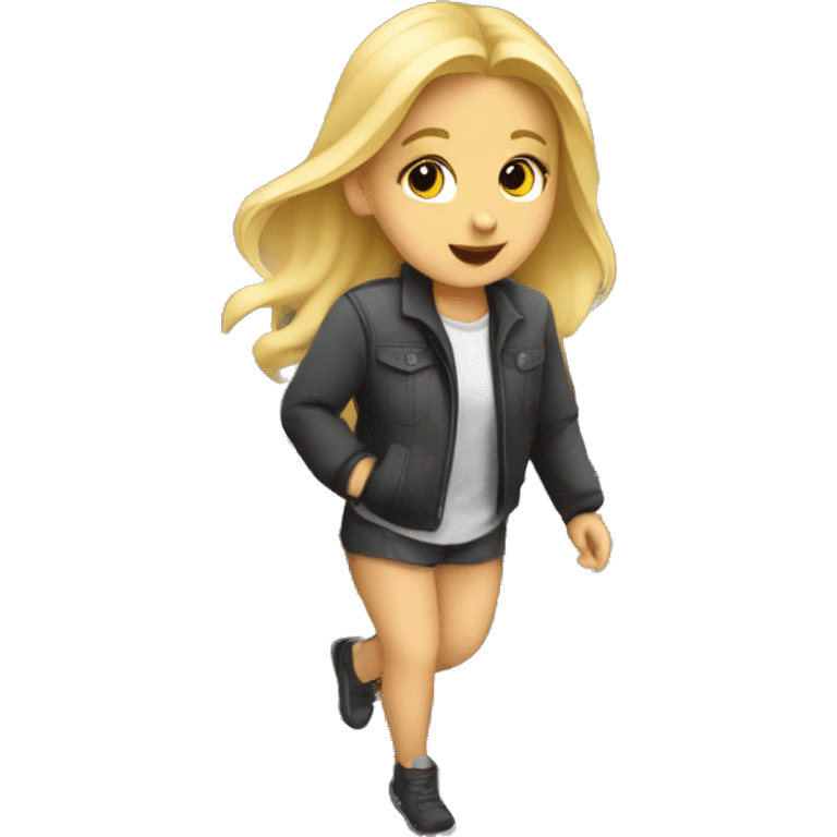 Blonde girl walking on train tracks emoji