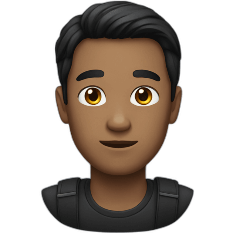 a black-haired man with a black cat emoji