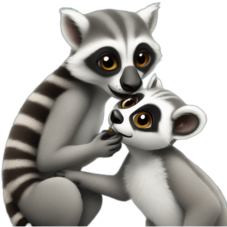 lemur kisses raccoon emoji