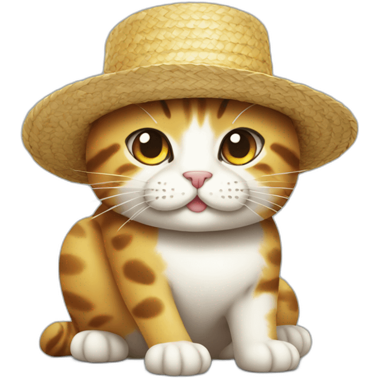 One Piece cat with straw hat emoji