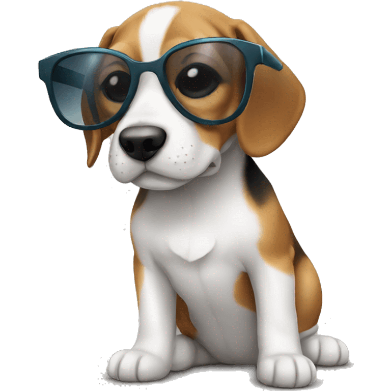 Little beagle puppy with sunglasses  emoji