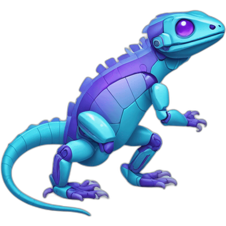 light blue and violet robotic lizard emoji