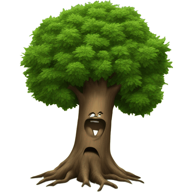 Tree attacking tree emoji