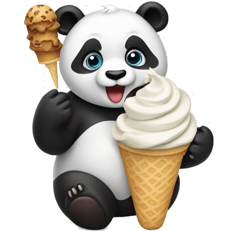 Panda eating ice cream emoji