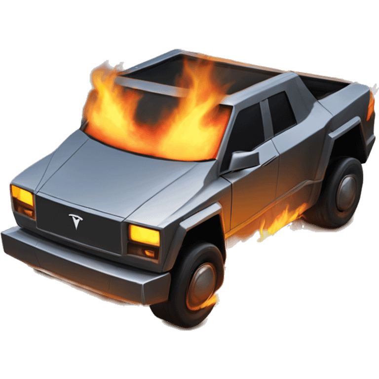 tesla cybertruck on fire emoji