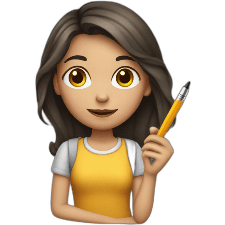 A girl holding a pen emoji