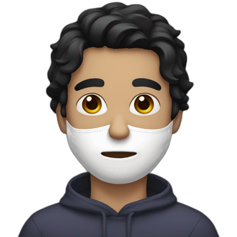 Black-haired man wearing a mask  emoji