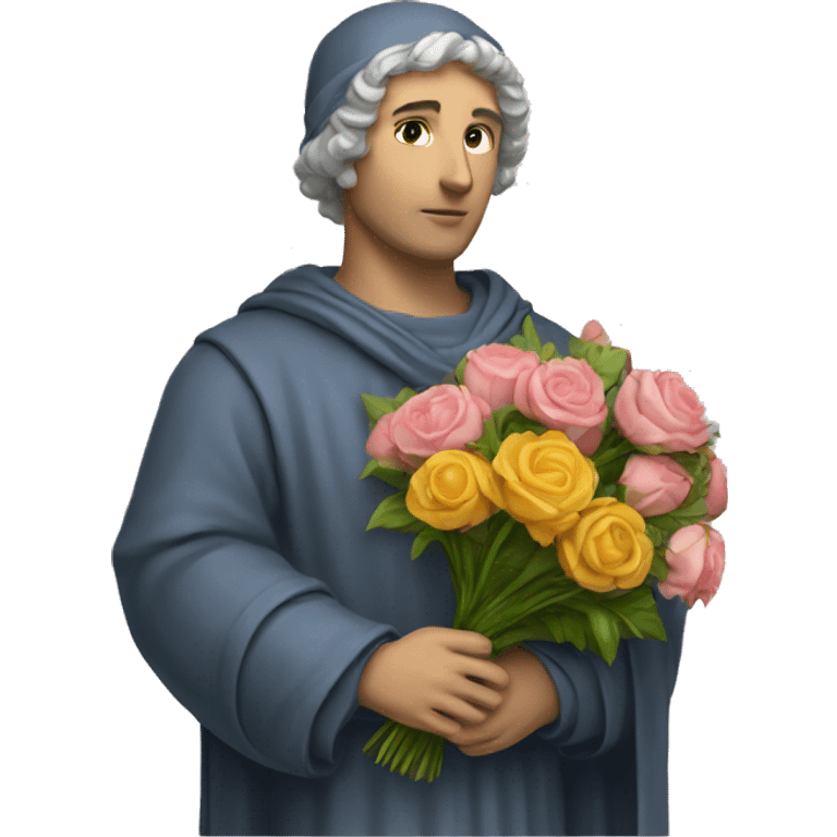 Petrarch holding a bouquet of flowers emoji