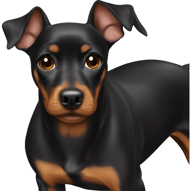 black brindle tan pinscher big ears emoji