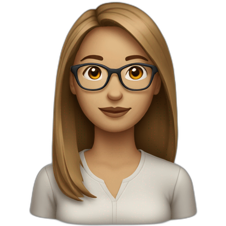 woman with straight light brown hair and glasses emoji