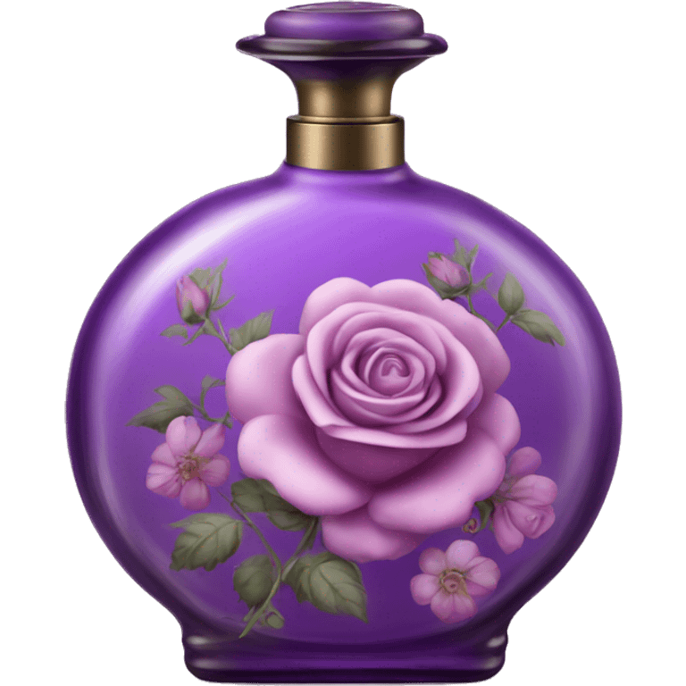 Purple old Antique oil perfume bottle with herbal and rose flowers emoji