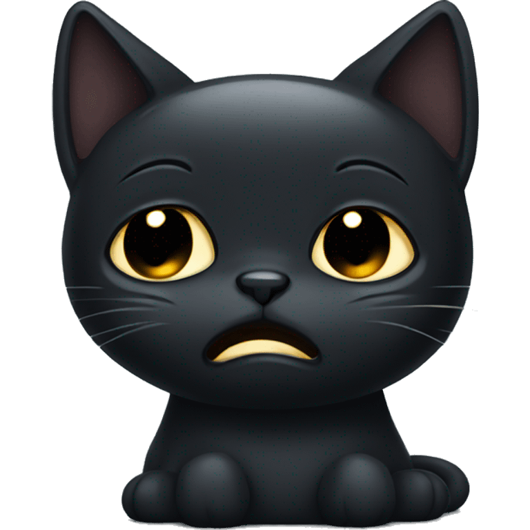 Sad black cat crying with tears emoji