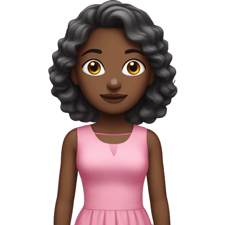 Black girl with straight hair in a pink dress emoji