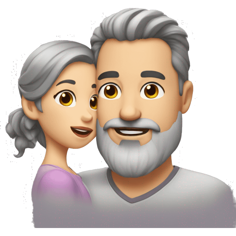  Grey Goatee beard man kisses   girl emoji