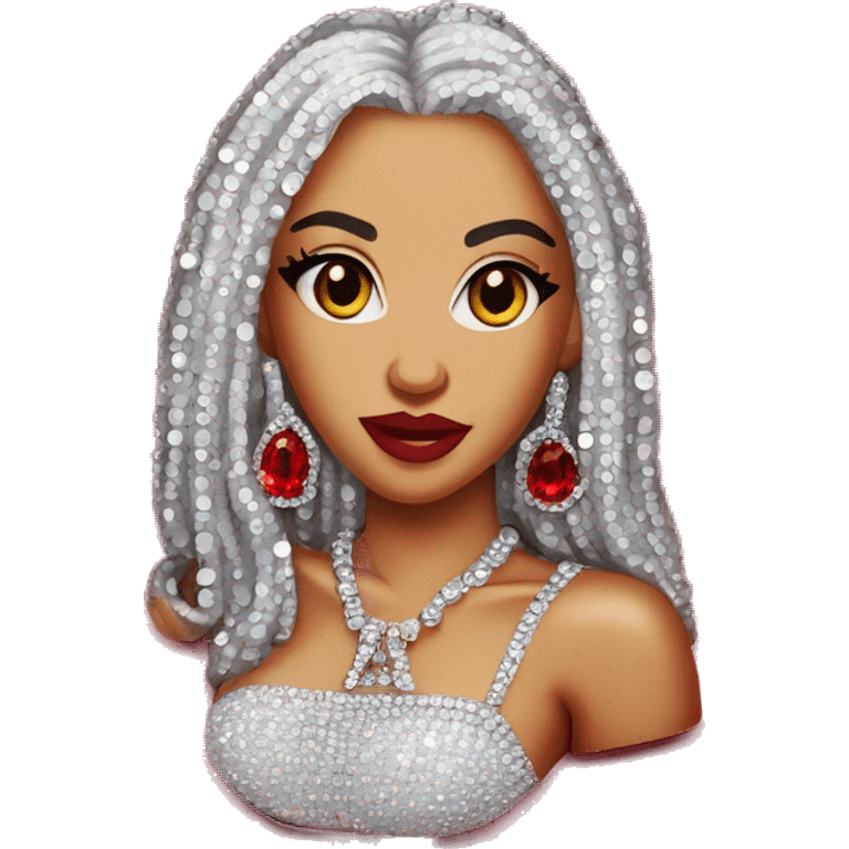 Doja Cat red rhinestone look  emoji