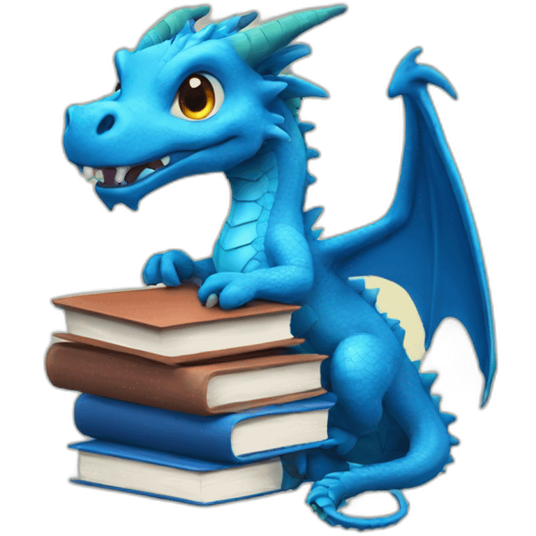 Blue Dragon with Books emoji