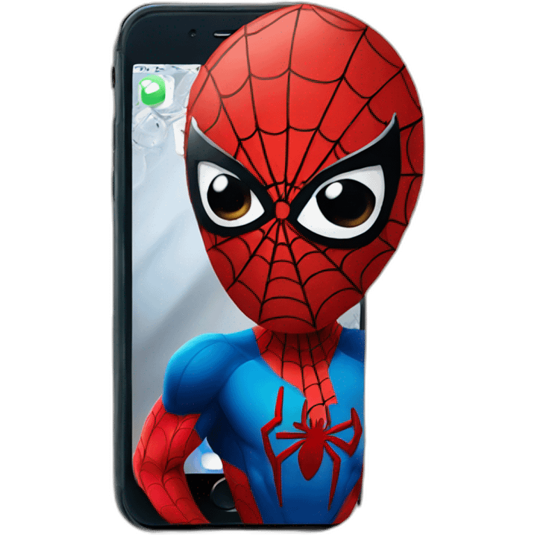 Spiderman with iPhone  emoji