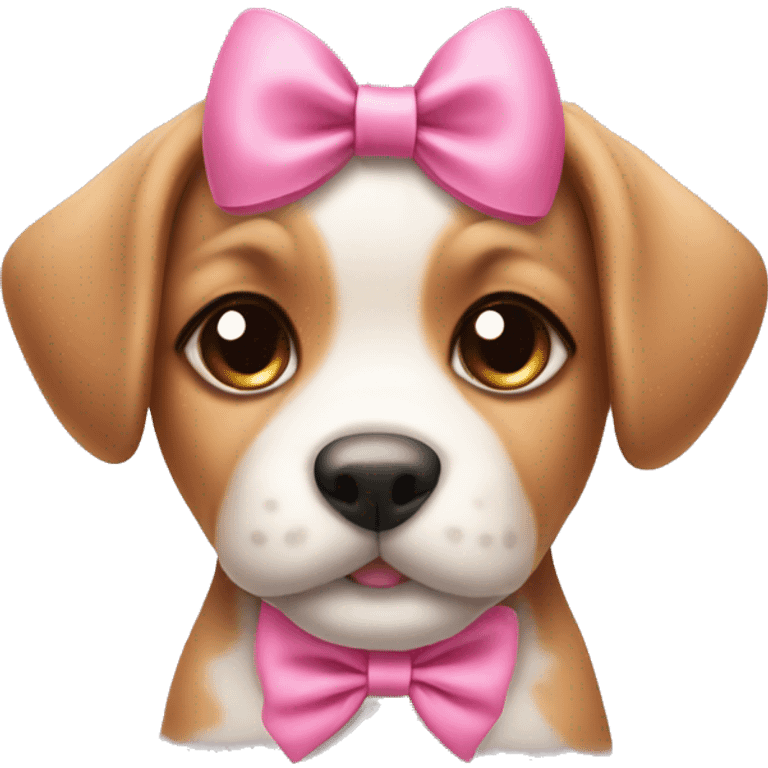 cute puppy with pink bow on its head emoji