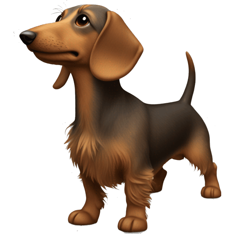 Wire haired wiener dog from the side whole body dark  emoji