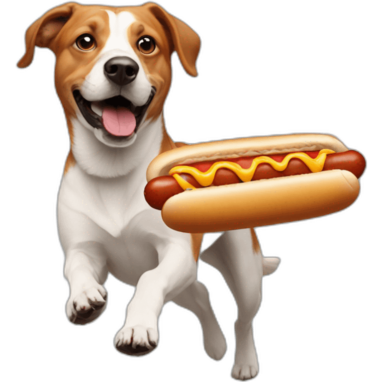 hotdog running from dog emoji