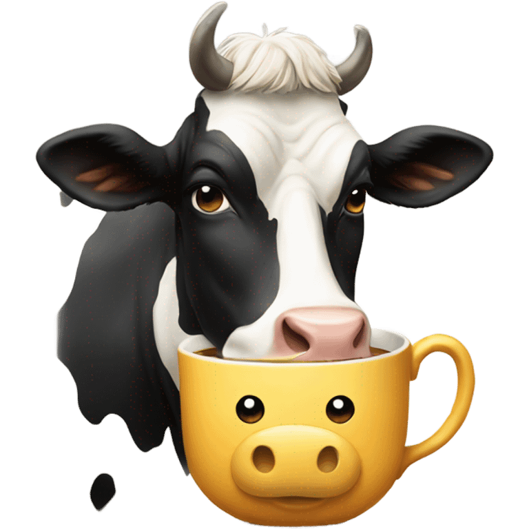 a cow drinking tea.  emoji