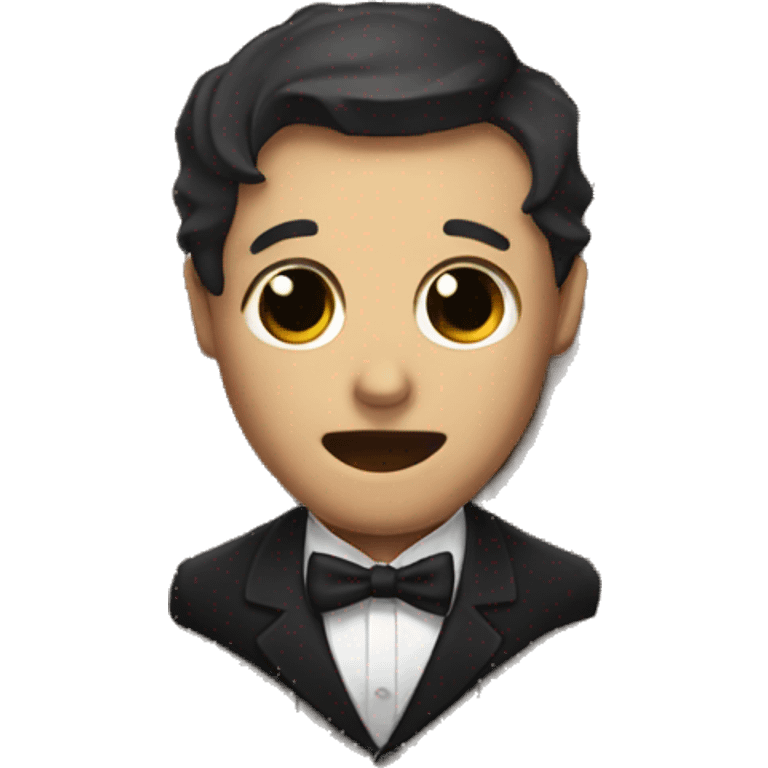 A coffin with a bow tie emoji