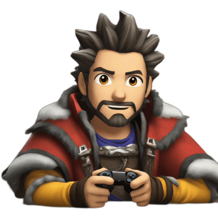 auron from ff10 playing video games emoji