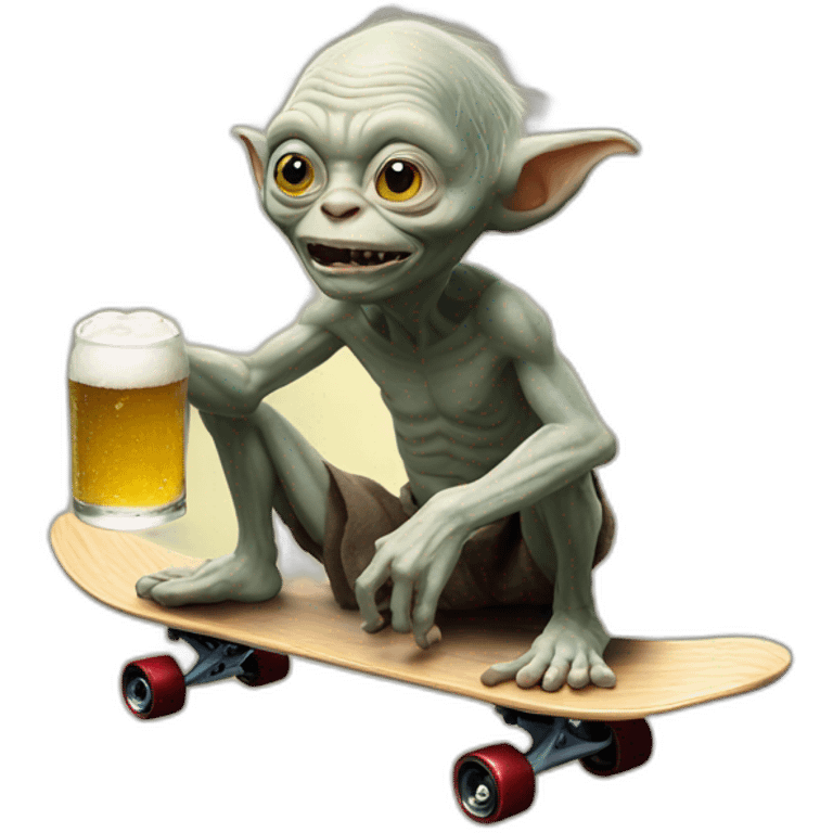 gollum holding beer on a skateboard emoji