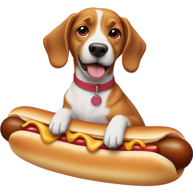 Dog riding hotdog  emoji