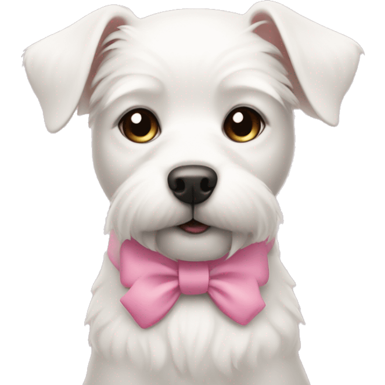 white dog with pink bow very cute and minimalist  emoji