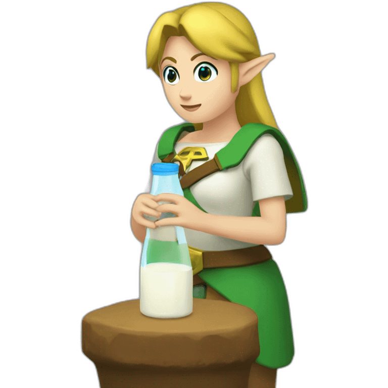 Zelda drinking a milk bottle  emoji