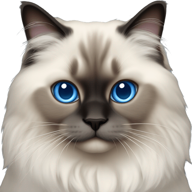 himalayan ragdoll cat with blue eyes , full dark face and feet emoji